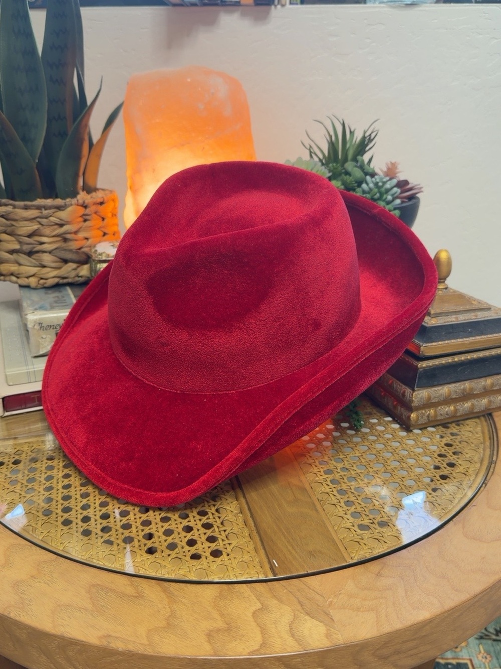 elope Red Velvet Wide Brim Hat Witch Costume Cosplay